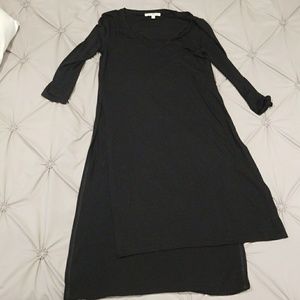Soft Black Tunic Top with Waist High Slit